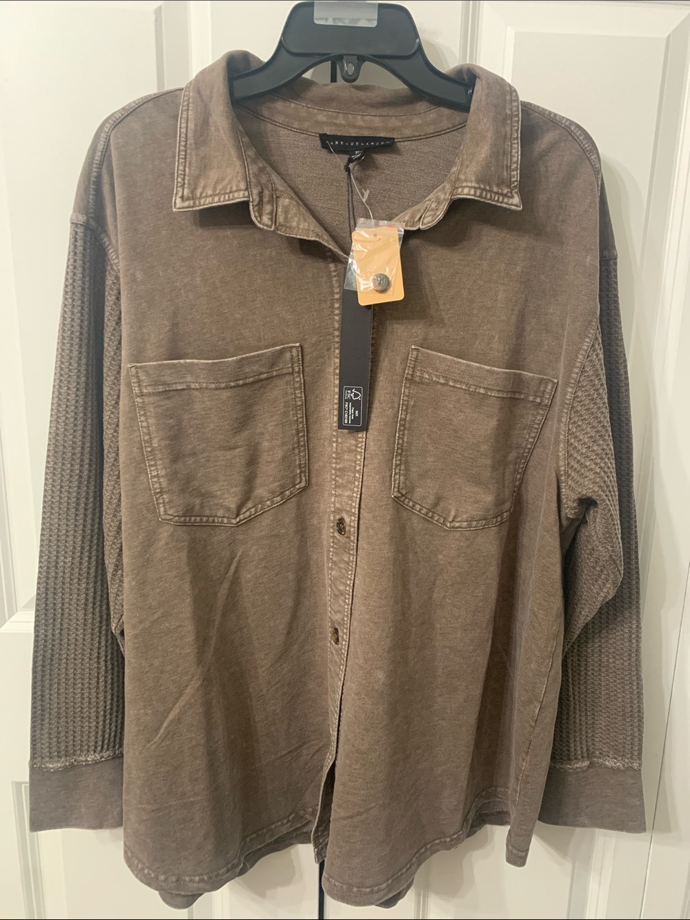 Jane and Delancey Brown Button-Front Utility Shirt